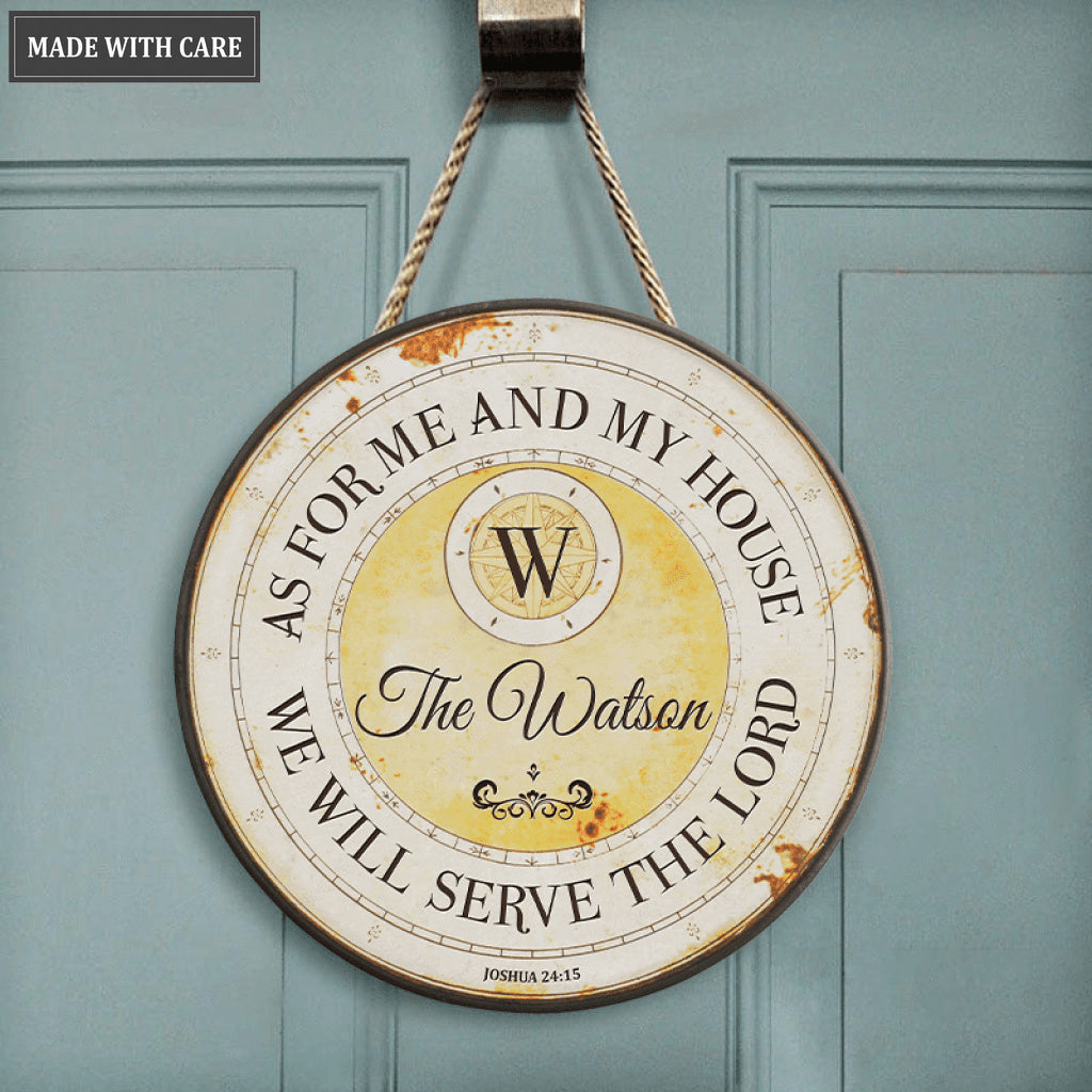 Personalized Vintage Round Serve The Lord Circle Sign