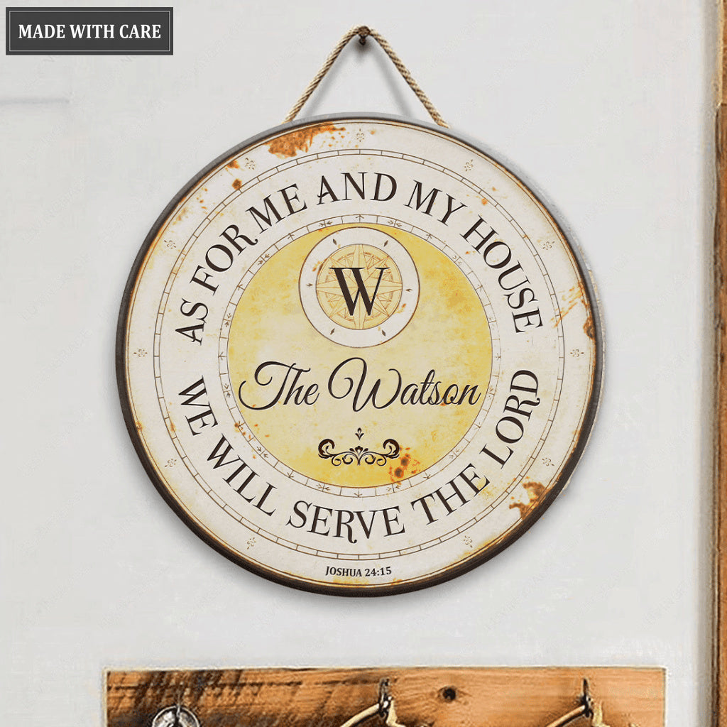 Personalized Vintage Round Serve The Lord Circle Sign