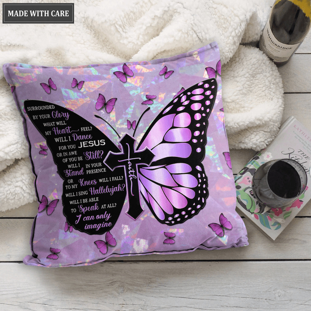 Purple Hologram Butterfly Surrounded By The Glory Pillow