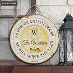 Personalized Vintage Round Serve The Lord Circle Sign
