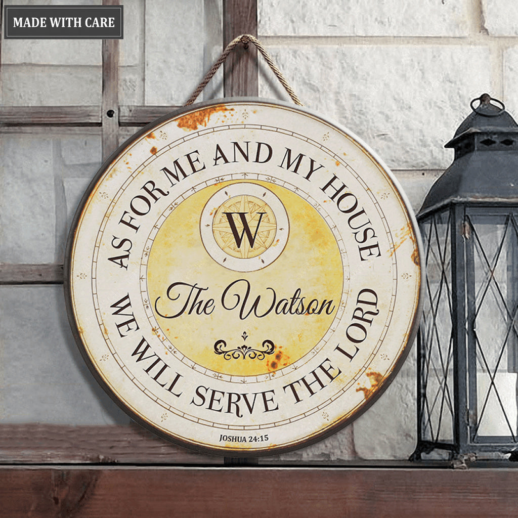 Personalized Vintage Round Serve The Lord Circle Sign