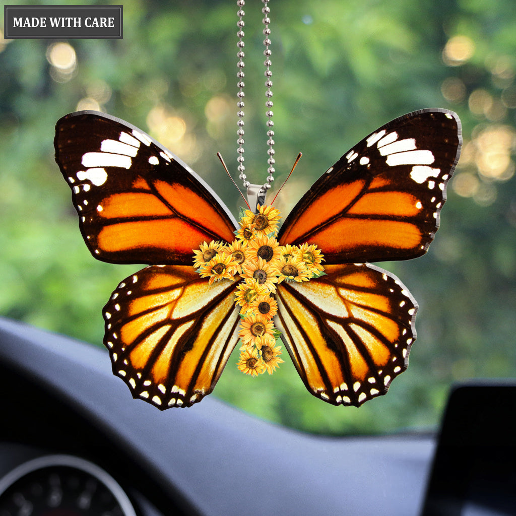 Sunflower Cross Butterfly Ornament