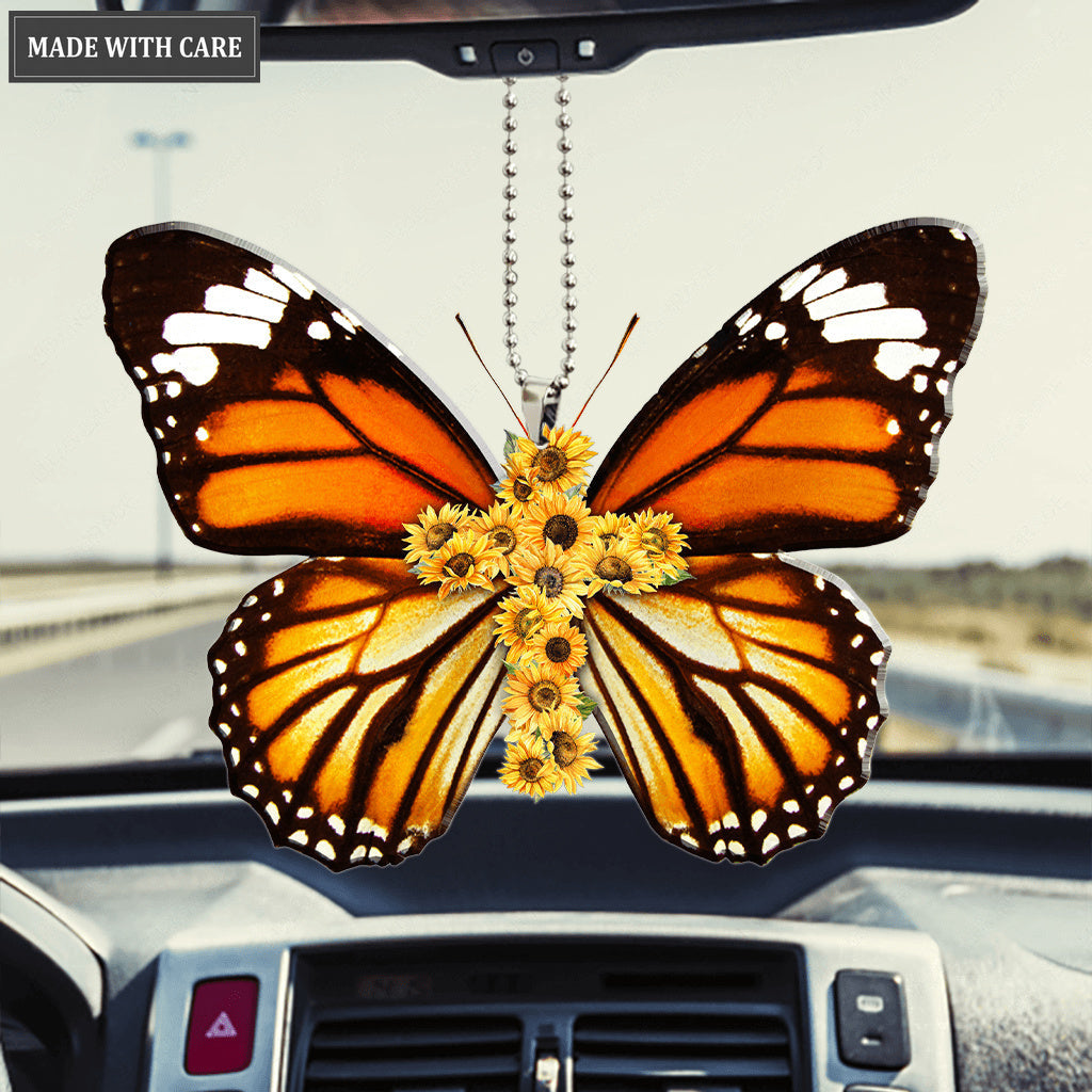Sunflower Cross Butterfly Ornament