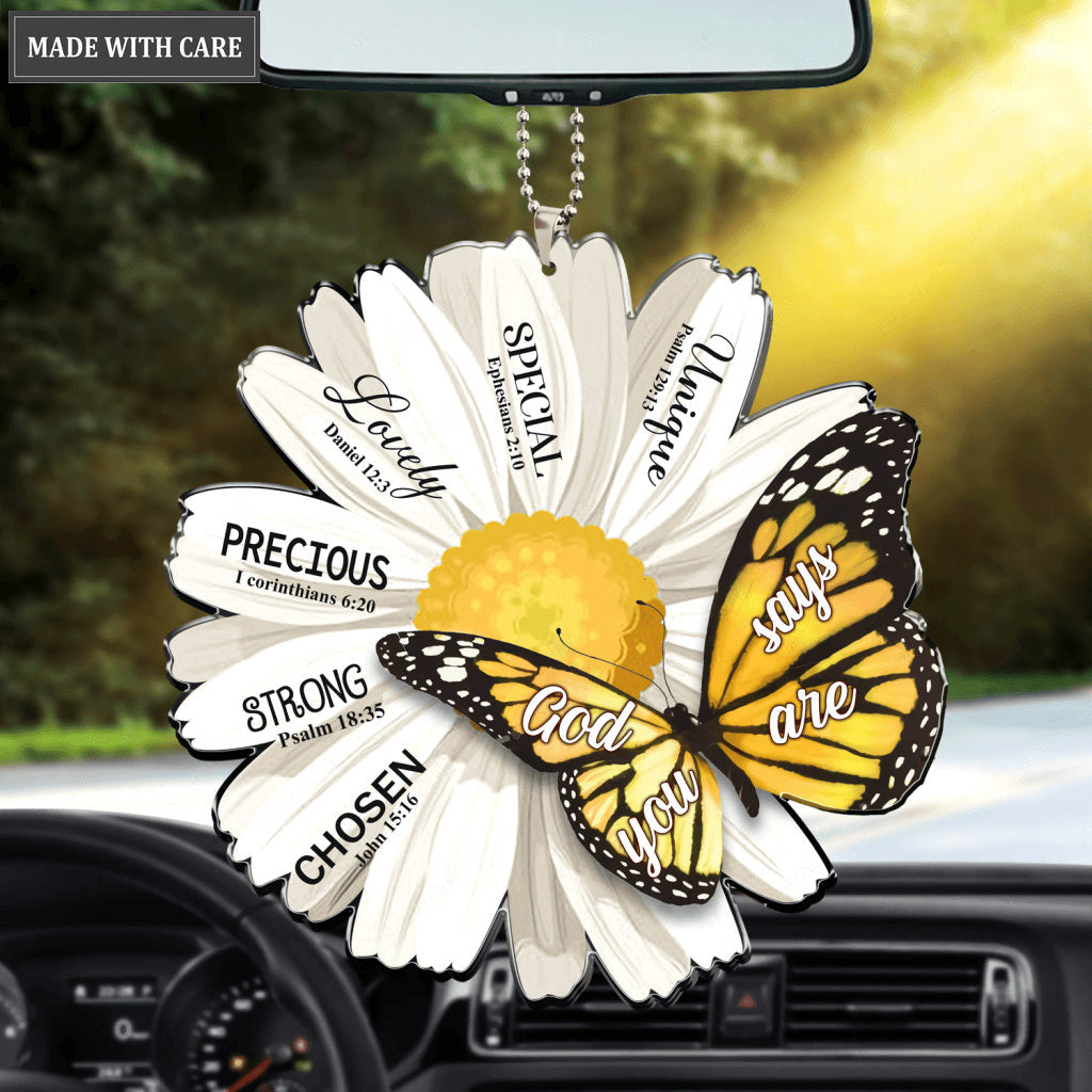 Butterfly On Daisy God Says You Are Ornament