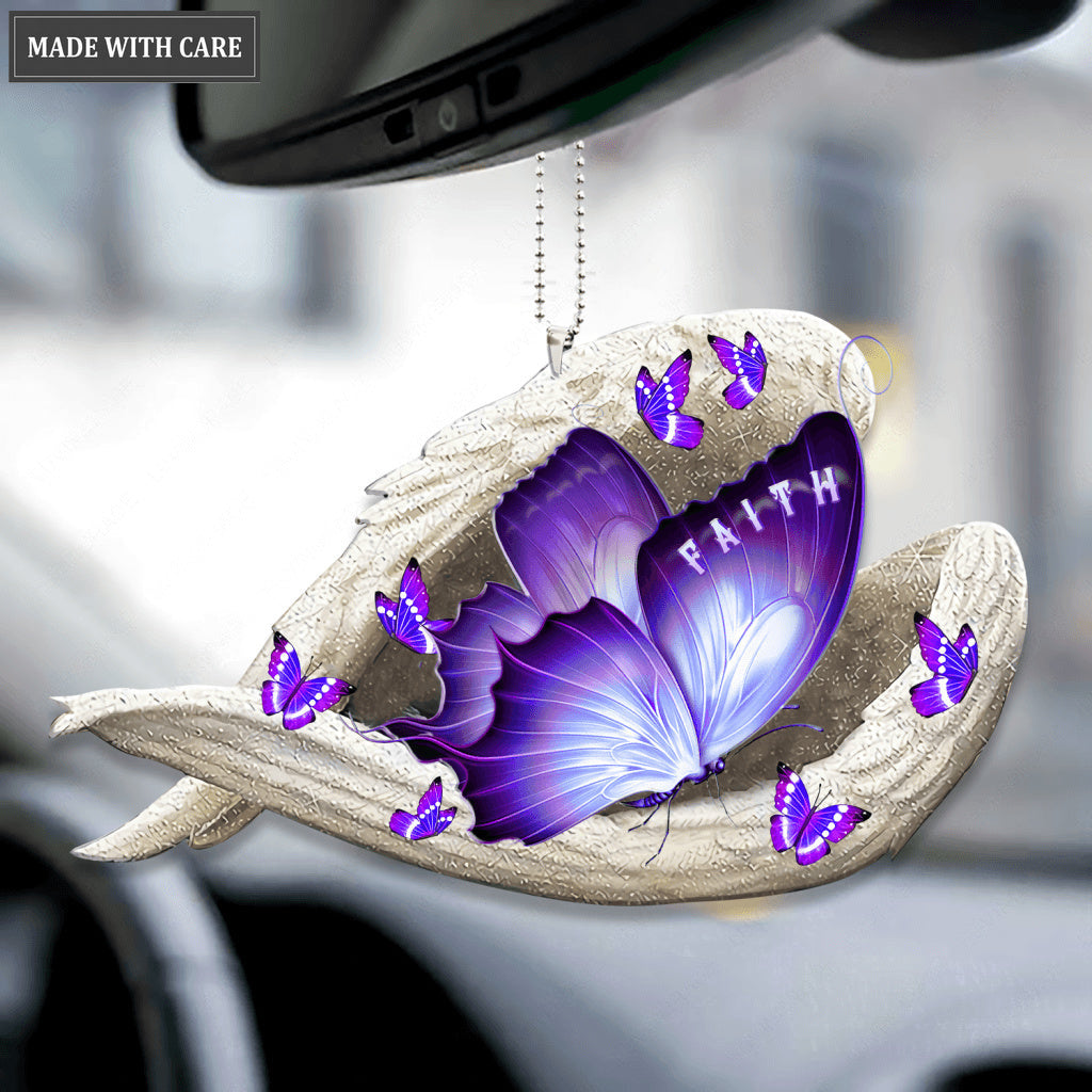 Purple Butterfly Sleeping Angel Faith Ornament