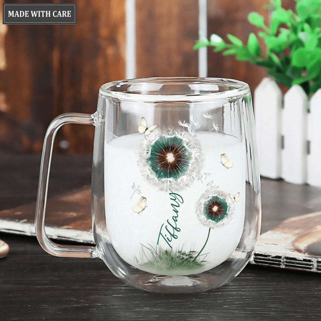 Personalized Dandelion By Glory Doubled-Wall Glass Mug