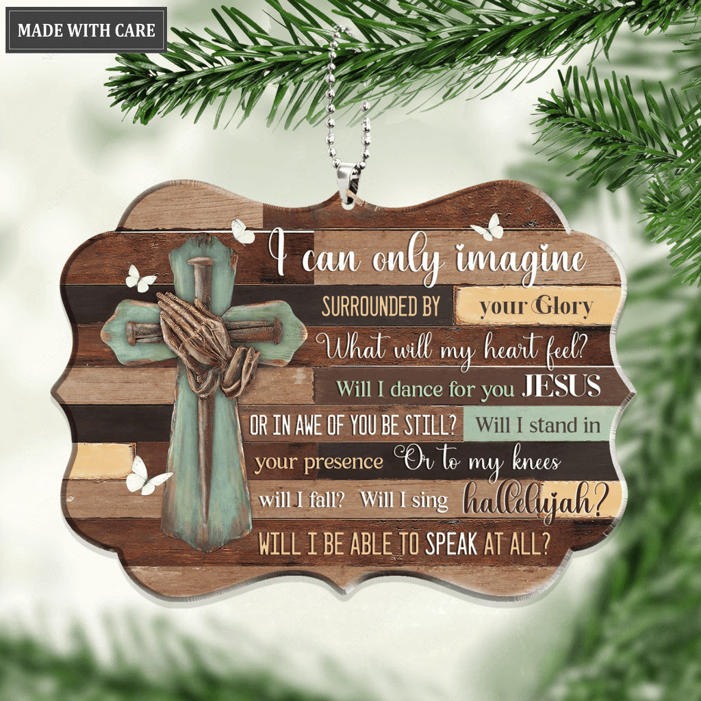 Pray Hand And Cross Surrounded By The Glory Ornament