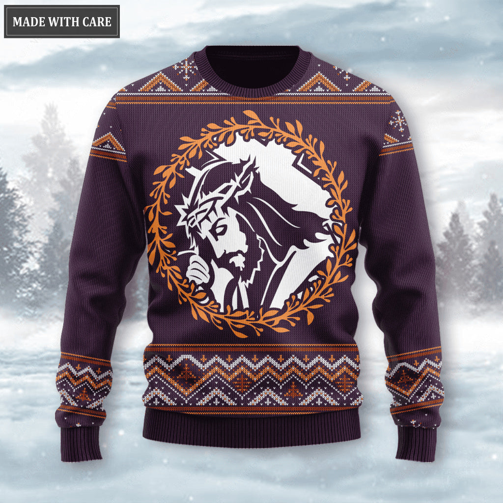 Christ God Wool Knitted Pattern Faith Hope Love Ugly Sweater