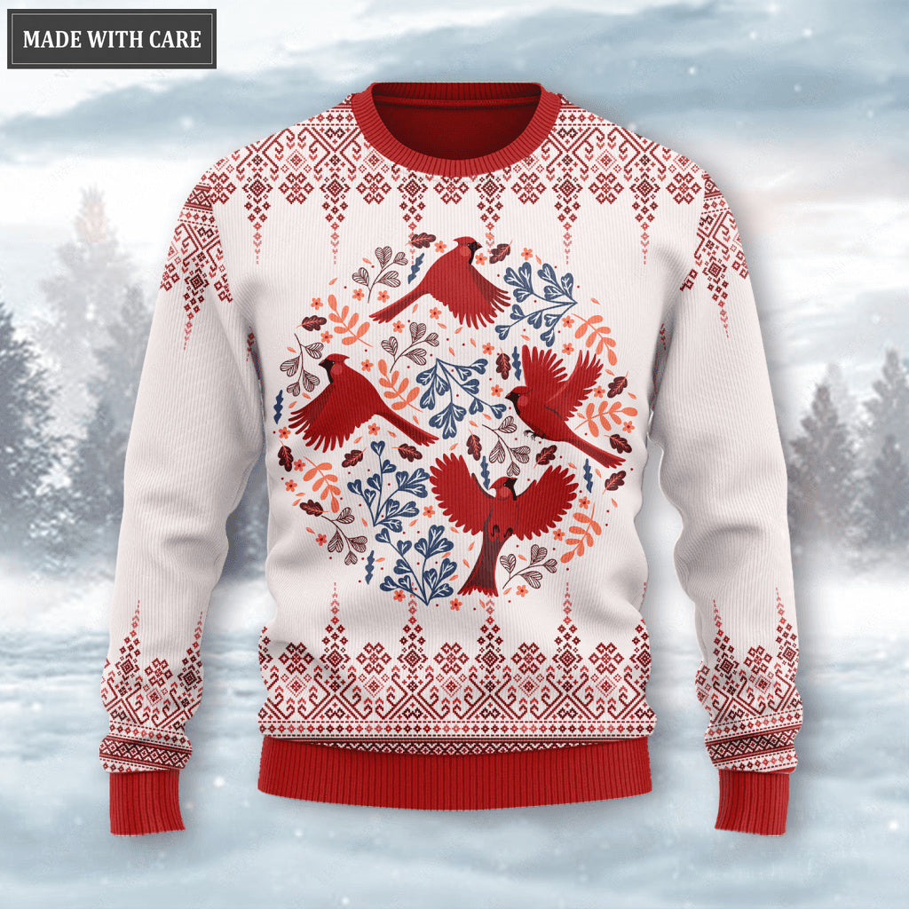 Christmas Cardina Wool Knitted Pattern I Am Always Be With You Ugly Sweater