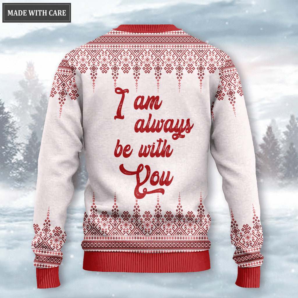 Christmas Cardina Wool Knitted Pattern I Am Always Be With You Ugly Sweater