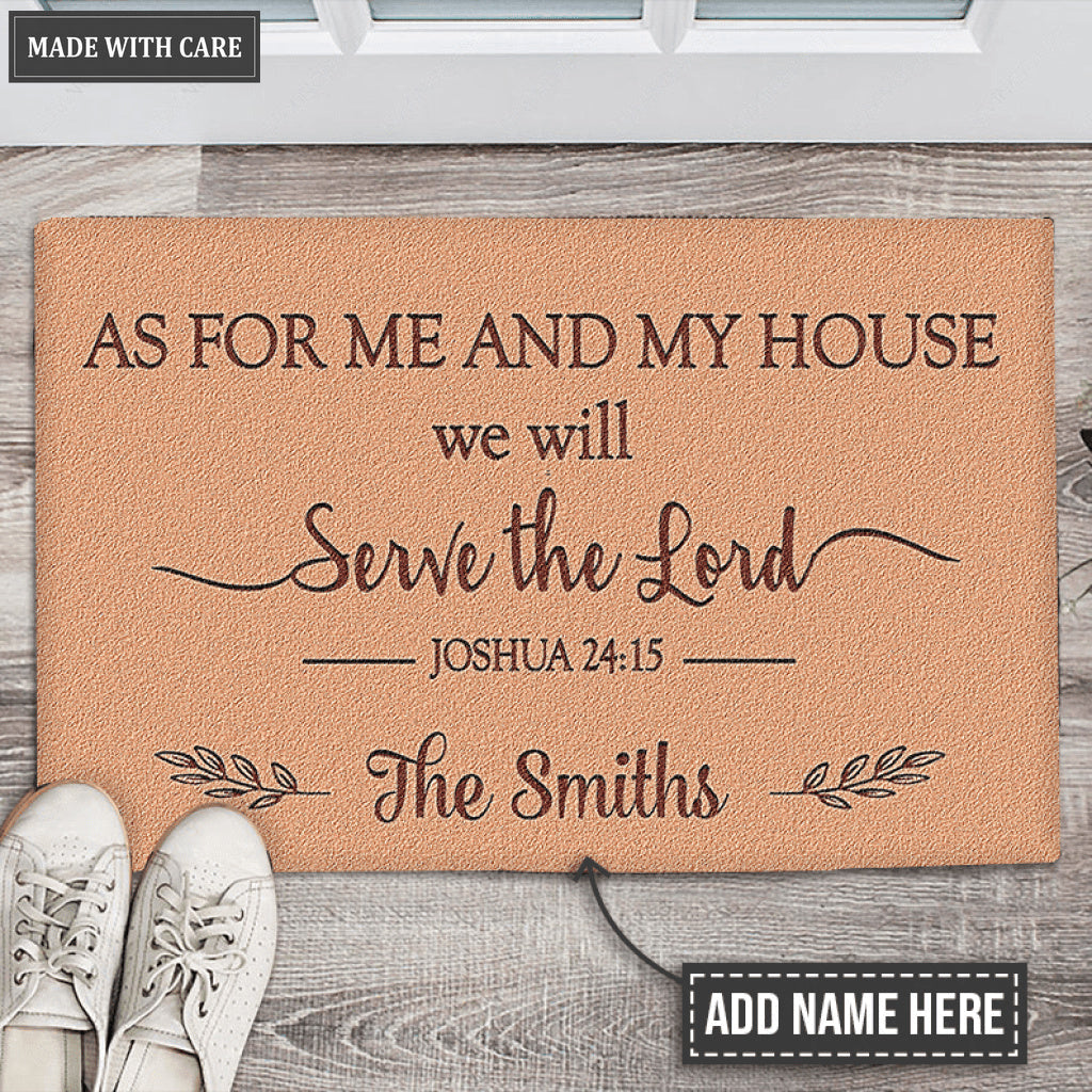 As For Me And My House We Shall Serve the Lord Personalized Doormat