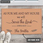 As For Me And My House We Shall Serve the Lord Personalized Doormat