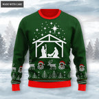 Merry Christmas Santa Reindeer Wool Knitted Pattern Ugly Sweater