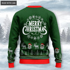 Merry Christmas Santa Reindeer Wool Knitted Pattern Ugly Sweater