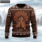 Thanksgiving Brown Turkey Knitted Pattern Ugly Sweater