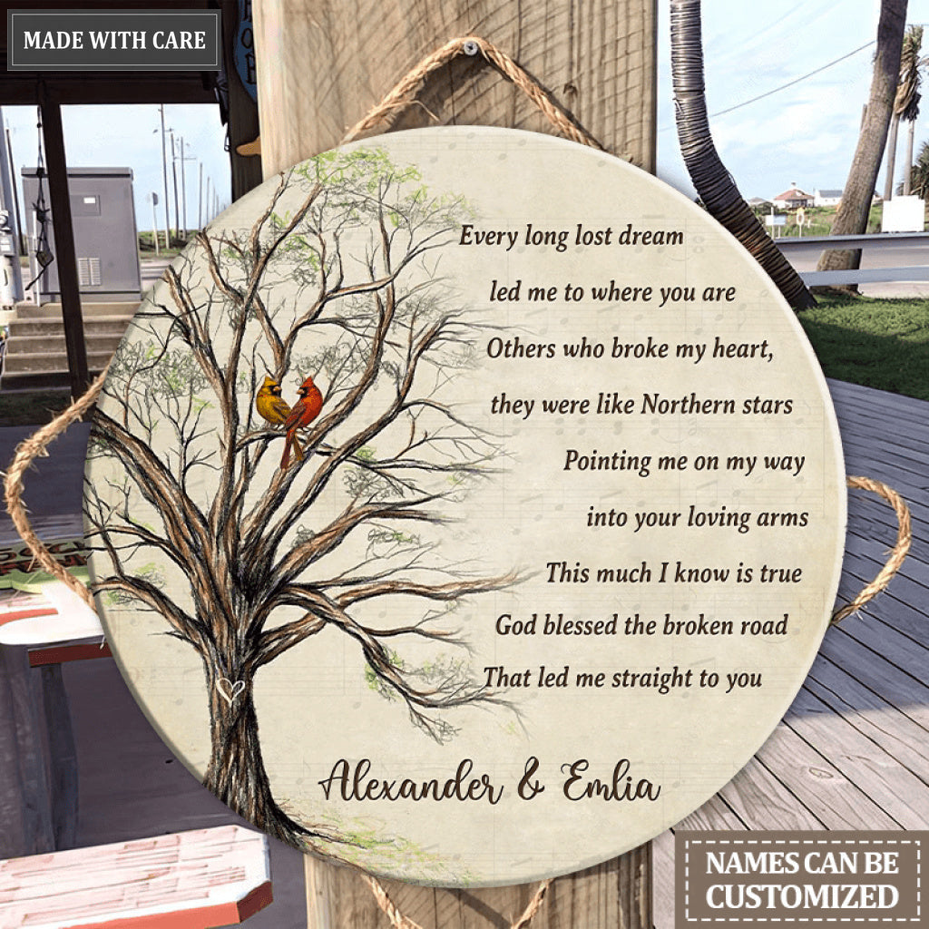Personalized God Blessed Couple Cardinal Circle Sign