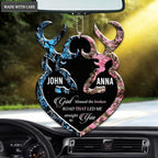 Blue Buck And Pink Doe God Blessed Personalized Ornament