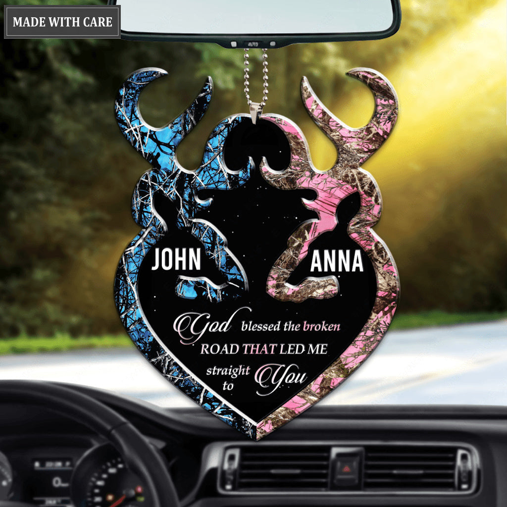 Blue Buck And Pink Doe God Blessed Personalized Ornament