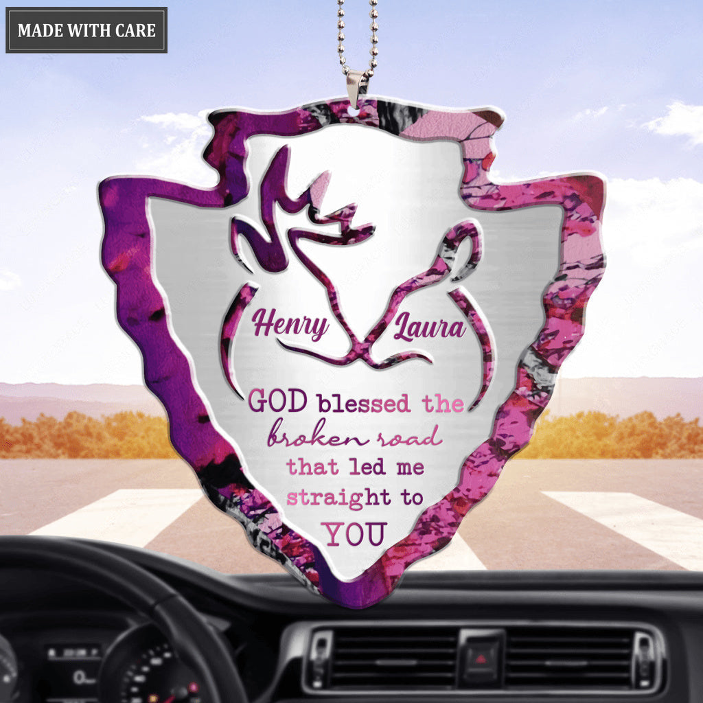 Buck Doe Heart Arrowhead God Blessed Personalized Ornament