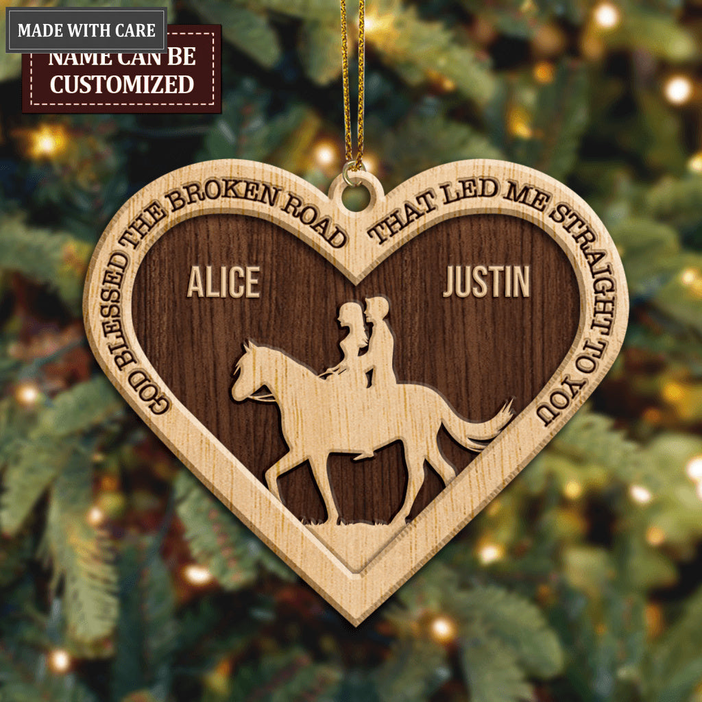 Farm Love Horse Cowboy And Cowgirl God Blessed Personalized Wood Engraved Ornaments