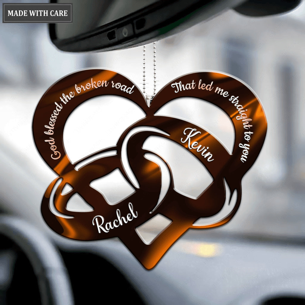 God Blessed Hologram Rings Couple Personalized Ornament