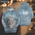 Lion Blue Light From Cross Faith Over Fear Hoodie