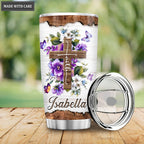 Butterfly And Floral Cross By The Glory Personalized Tumbler