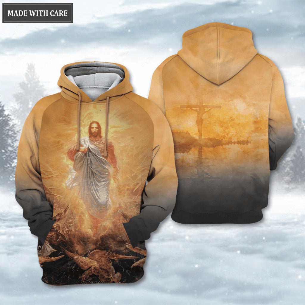 The Light Of Christ Sunset Jesus Cross Hoodie