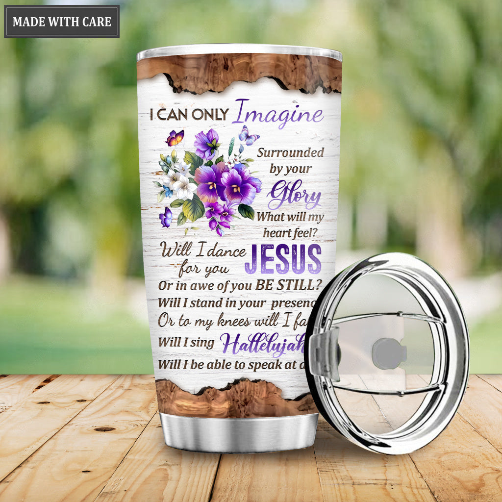 Butterfly And Floral Cross By The Glory Personalized Tumbler