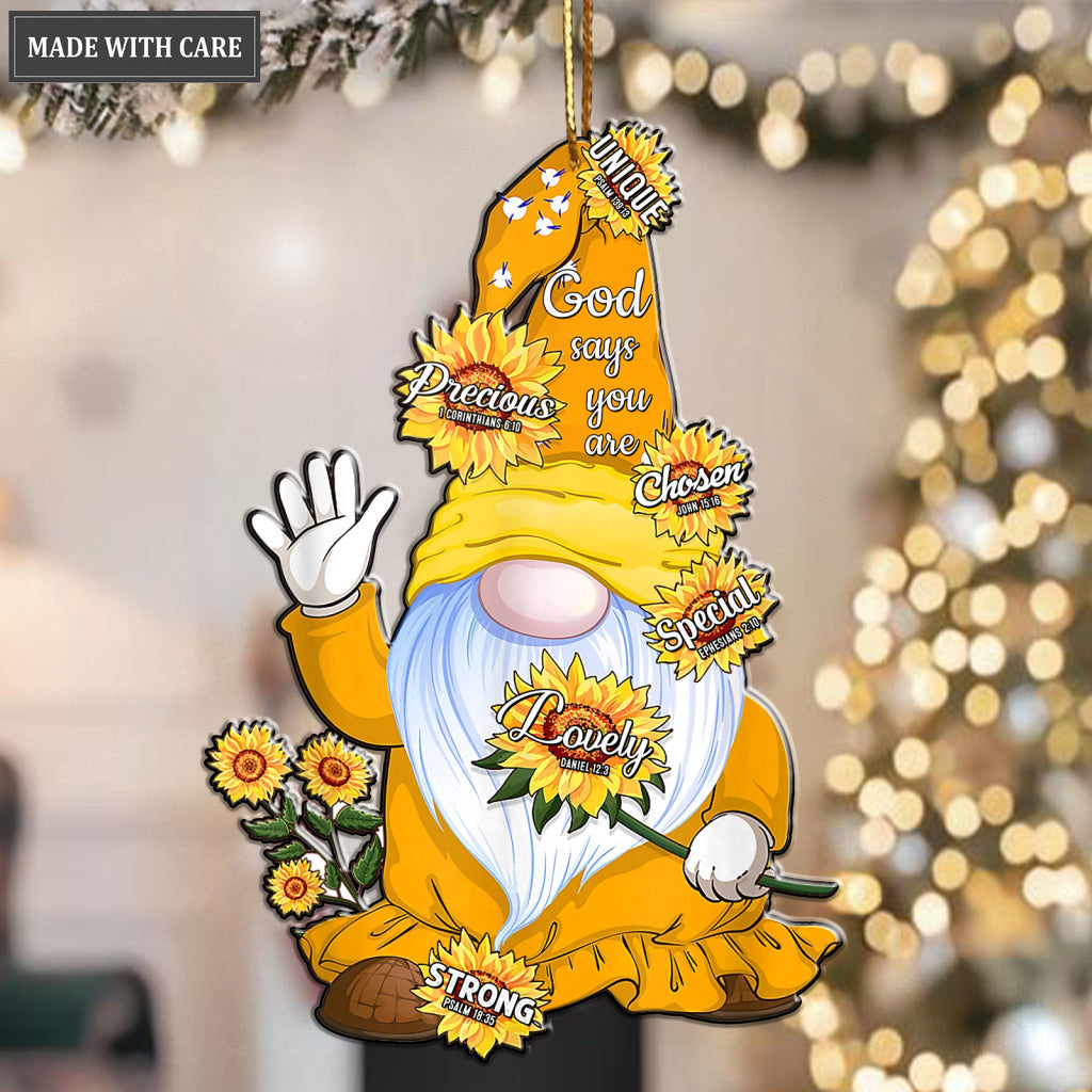 Sunflower Gnome God Says You Are Ornament