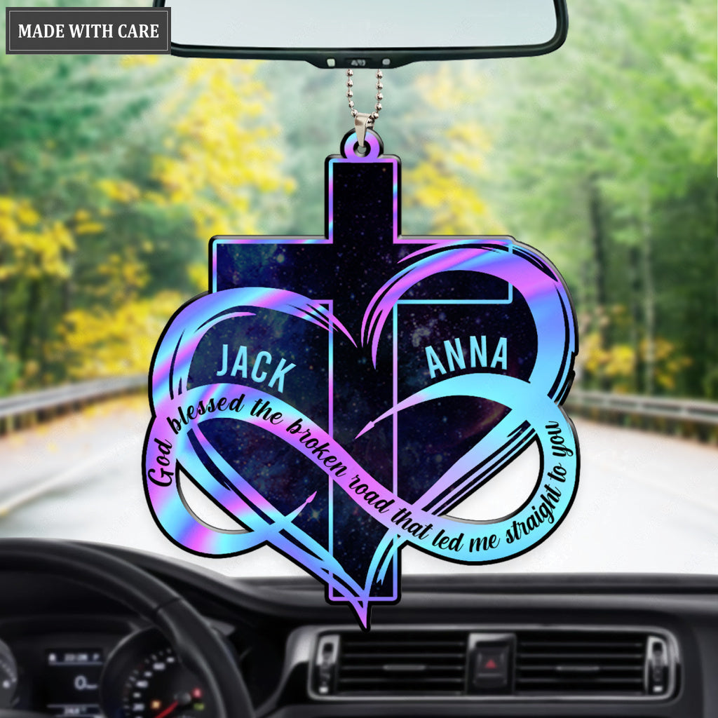 Personalized Couple Infinity Heart God Blessed Ornament