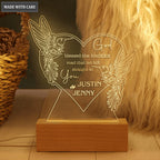 Heart Hummingbird Couple God Blessed Personalized Acrylic Seven Colors Night Light