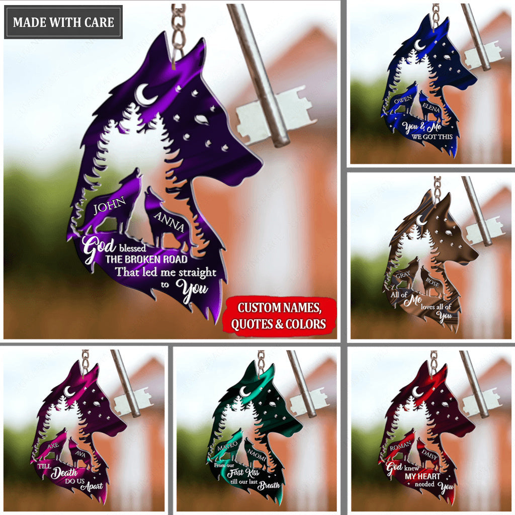 Forest Wolves For Couple Personalized Keychain