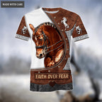 Faith Over Fear Premium Horse Over Printed Hoodie