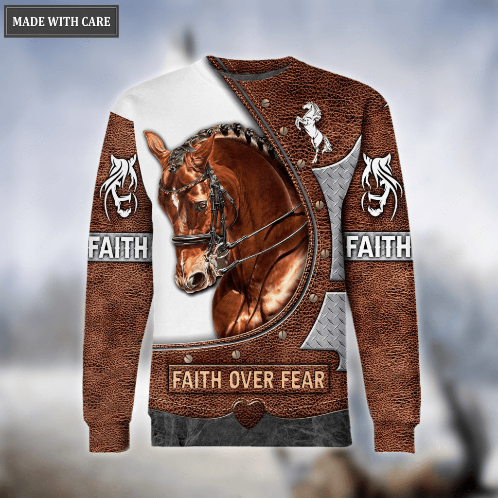 Faith Over Fear Premium Horse Over Printed Hoodie