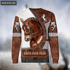 Faith Over Fear Premium Horse Over Printed Hoodie