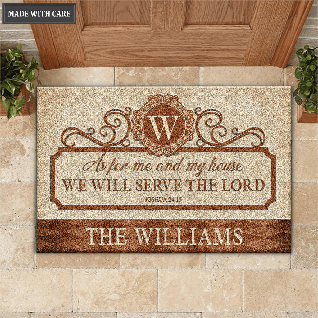 Family Gift Serve The Lord Personalized Elegant Doormat
