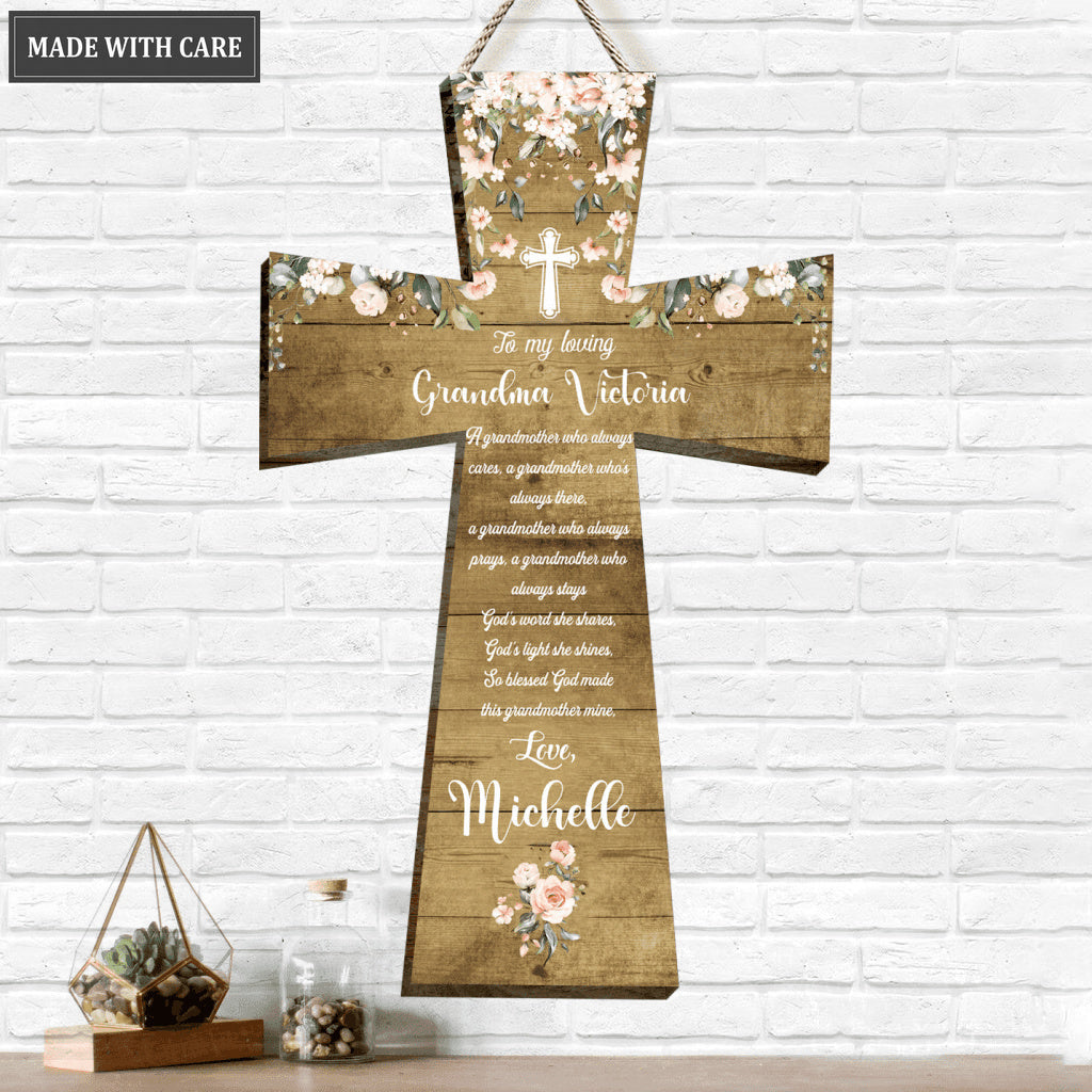 Personalized Christian Grandma Mother's Day Gift Shaped Wood Sign