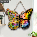 Rainbow Butterfly God Says You Are Shaped Wood Sign
