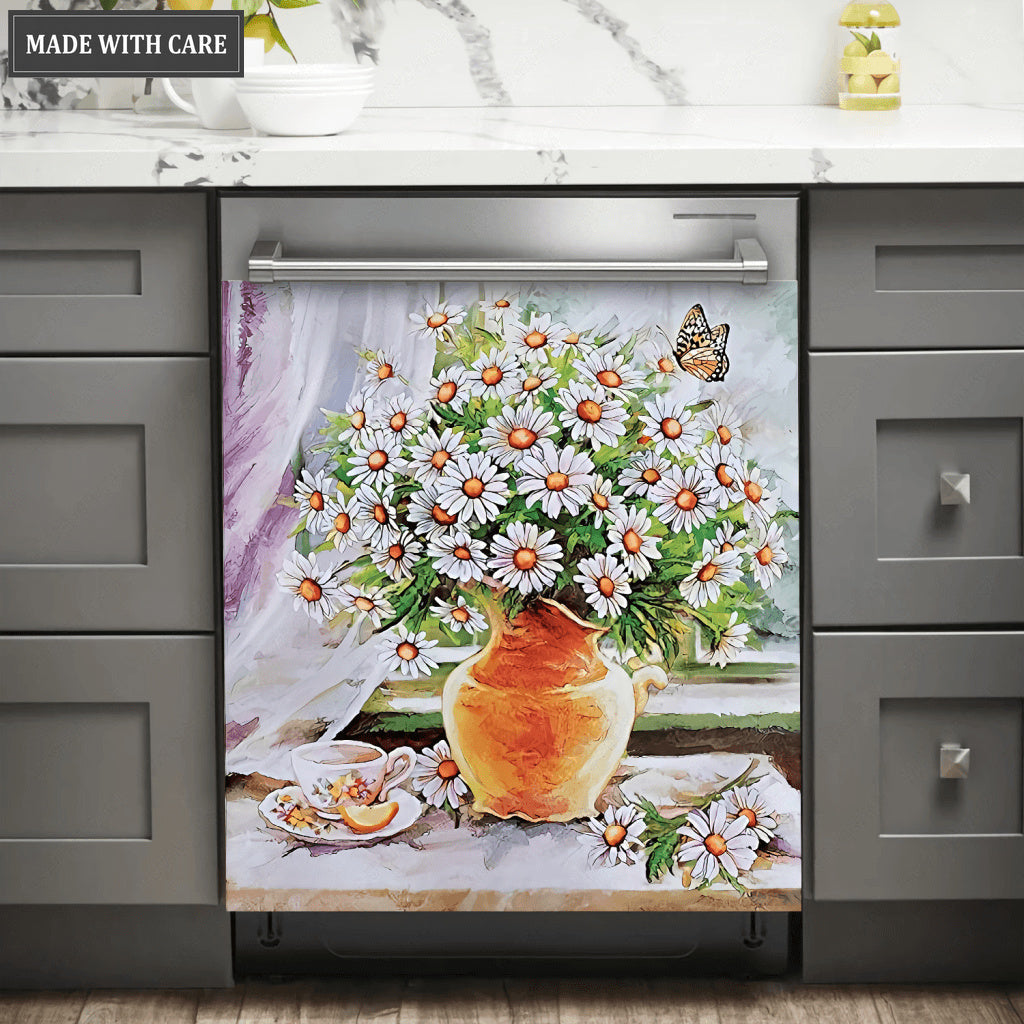Beautiful Daisy Dishwasher Magnet Cover