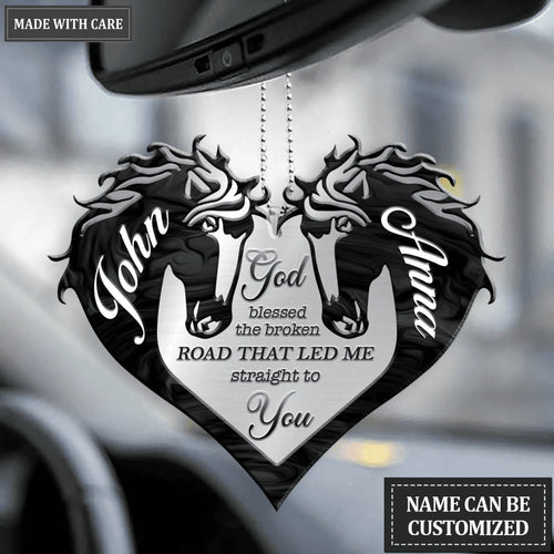 Couple Black Horse God Blessed Personalized Ornament