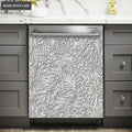 Kitchen Dishwasher Magnet Cover Beautiful Grey Vintage Floral Engraved Design