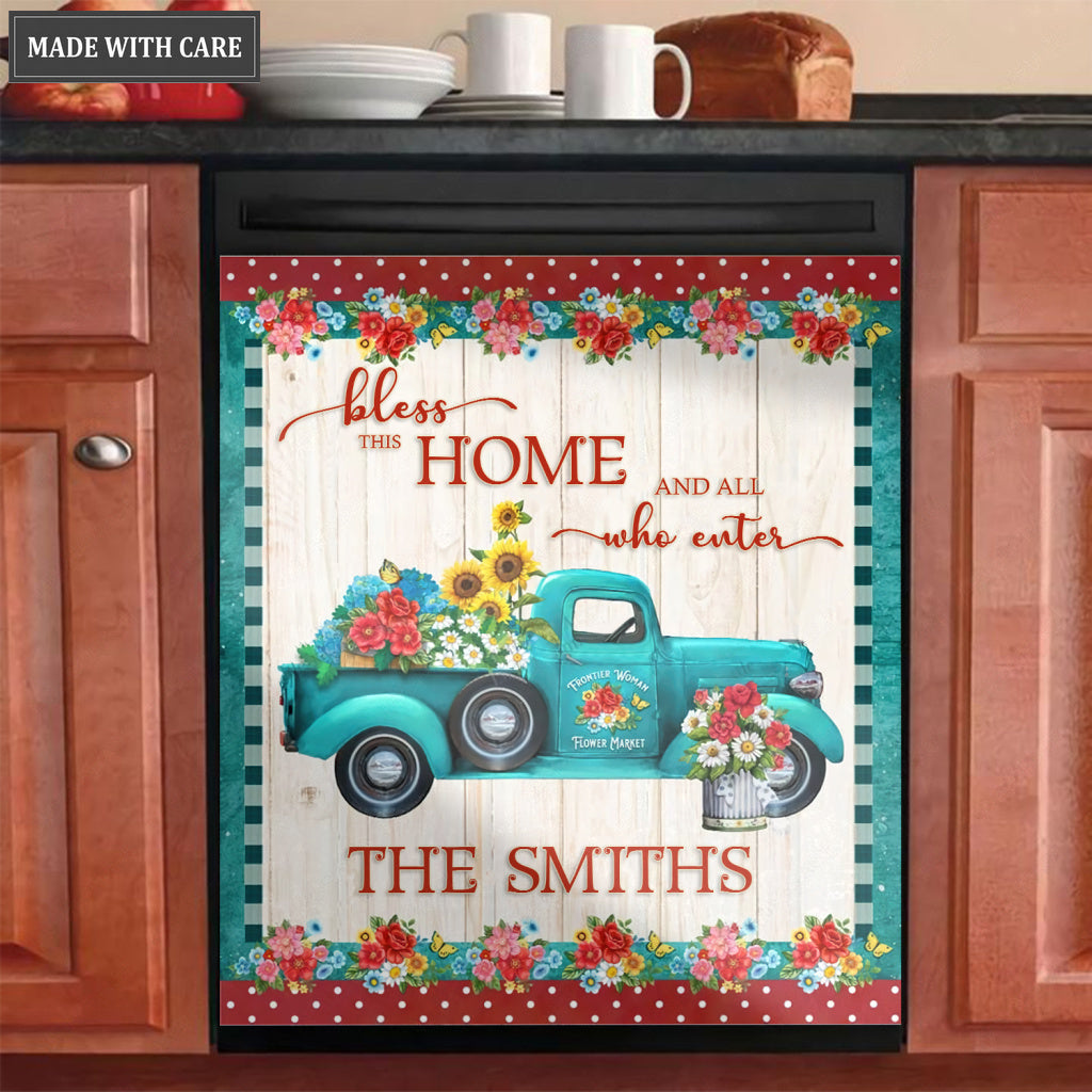 Personalized Kitchen Dishwasher Magnet Cover Frontier Farmhouse Truck