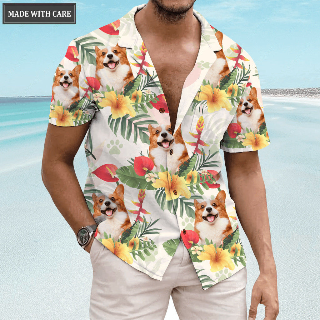 Tropical Summer Hawaii Upload Image Family, Dog, Cat - Personalized Custom Unisex Hawaiian Shirt