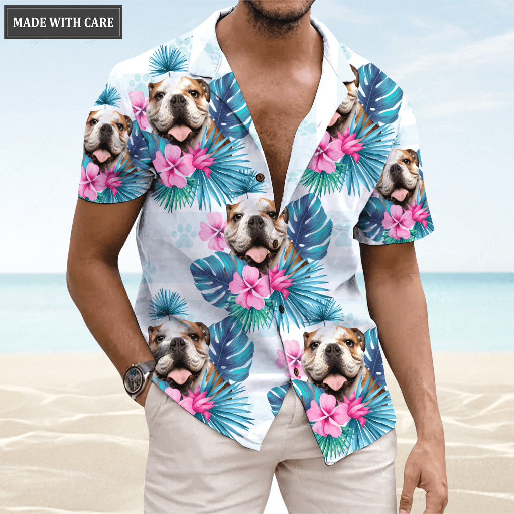 Tropical Summer Hawaii Upload Image Family, Dog, Cat - Personalized Custom Unisex Hawaiian Shirt
