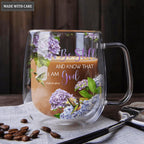 Hydrangea Hummingbird Be Still And Know Doubled-Wall Glass Mug