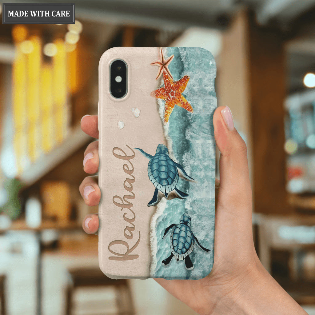 Personalized Turtle On The Beach Be Still Phone Case