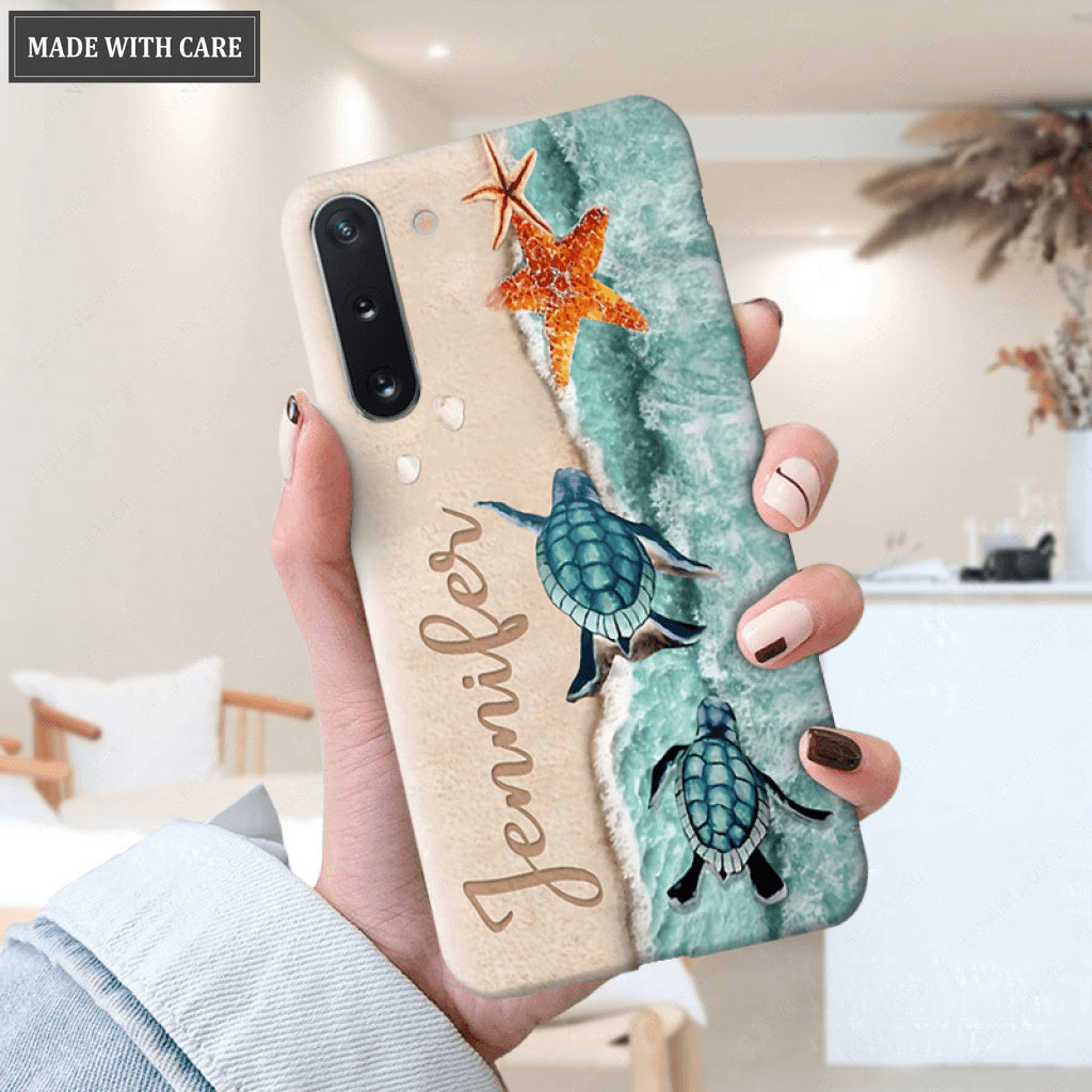 Personalized Turtle On The Beach Be Still Phone Case