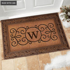 Luvingrace M08 Vintage Monogram The First Letter of Family Name Personalized Doormat