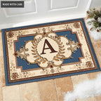 Printfamily M10 Vintage Monogram The First Letter of Family Name Personalized Doormat